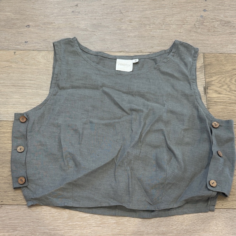 Madewell x Reistor green crop Tank Top with Button Details